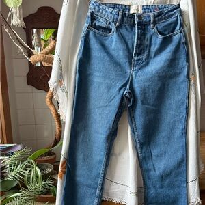 Sezane Denim High Waisted Straight Leg Jeans